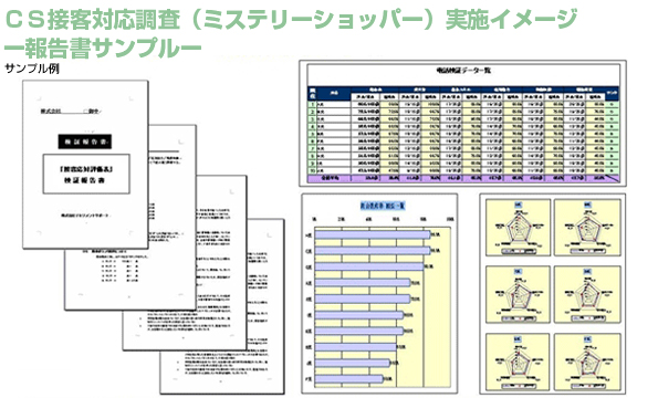 ＣＳ接客対応調査（ミステリーショッパー）実施イメージ 報告書サンプル